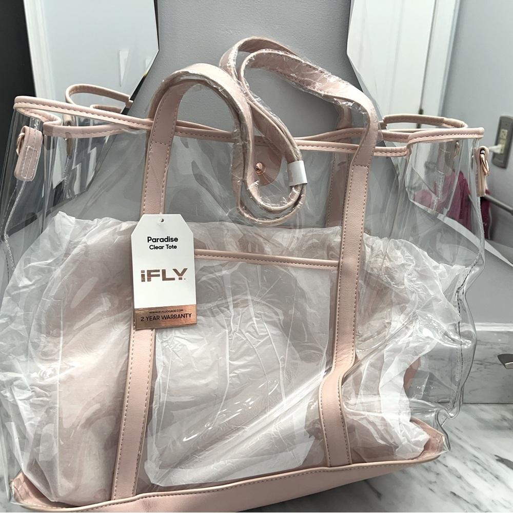 IFly Clear Blush Travel Tote with Trolly SI (New)